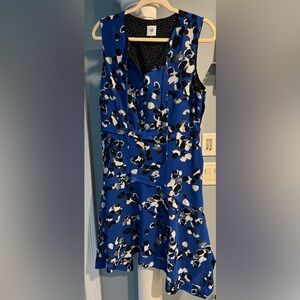 CAbi Blue and Black Floral Mini Dress